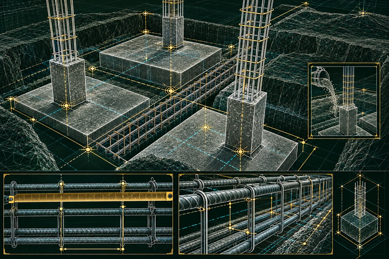 Foundation and tie-beam reinforcement