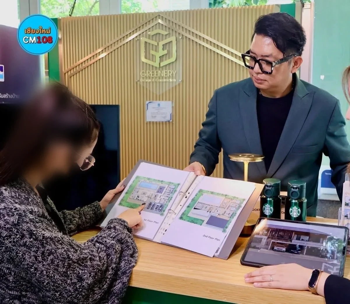 Presenting house plans to a client