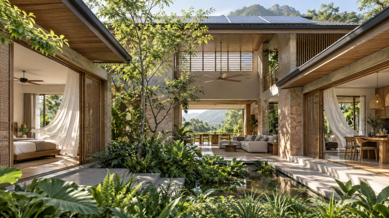 A Breathing House in Chiang Mai: Integrating Airflow, Shading, Solar and Sustainable Materials